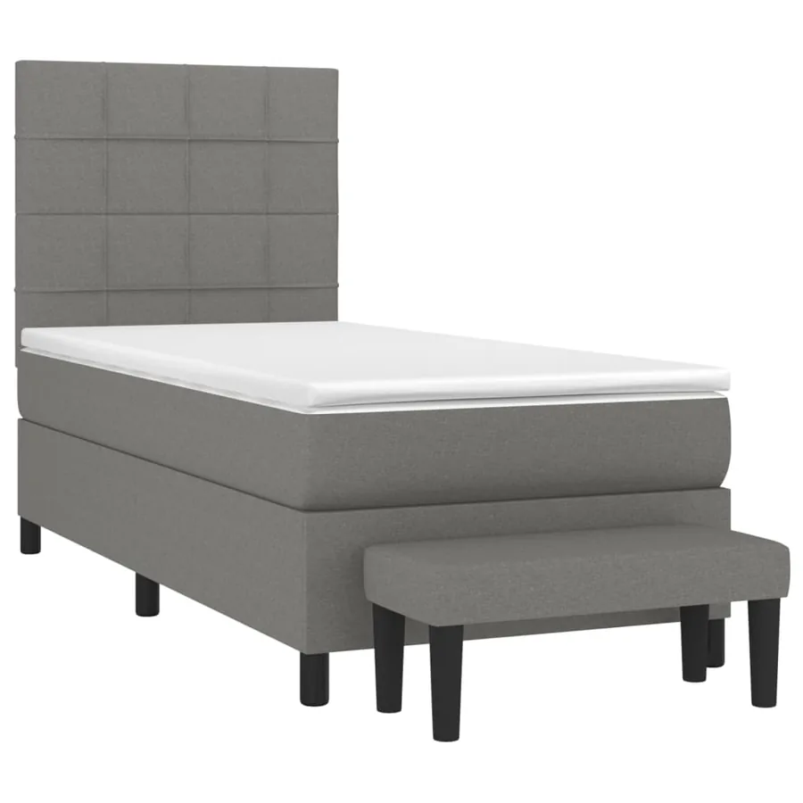 Sommier à lattes de lit avec matelas Gris foncé 90x200 cm Tissu - 3