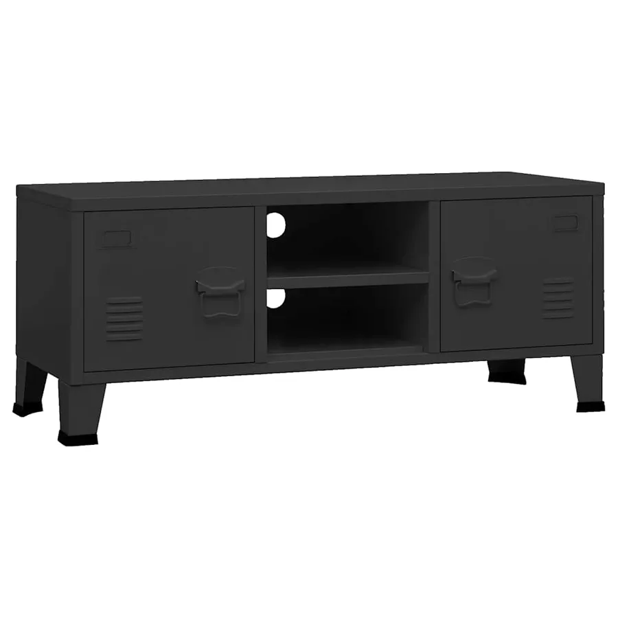 Meuble TV industriel Noir 105x35x42 cm Métal - 2