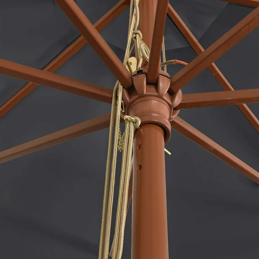 Parasol de jardin avec mât en bois noir 400x273 cm - 6