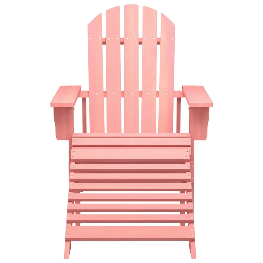 Chaise de jardin Adirondack avec pouf bois de sapin solide rose - 2