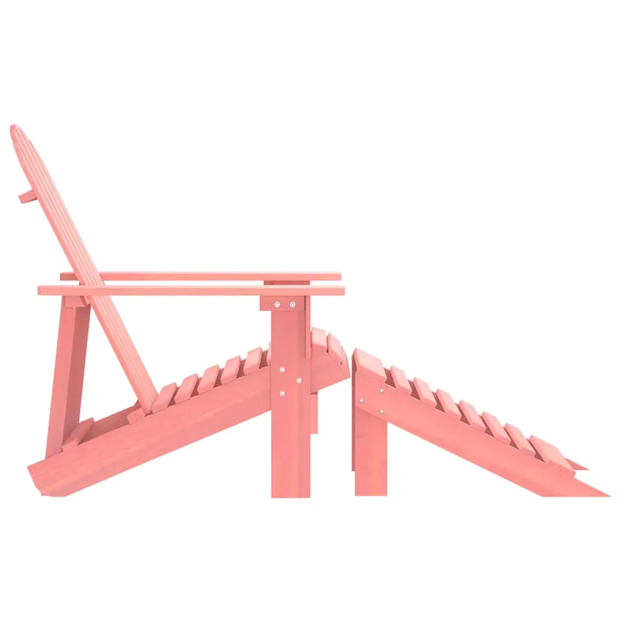 Chaise de jardin Adirondack avec pouf bois de sapin solide rose - 3