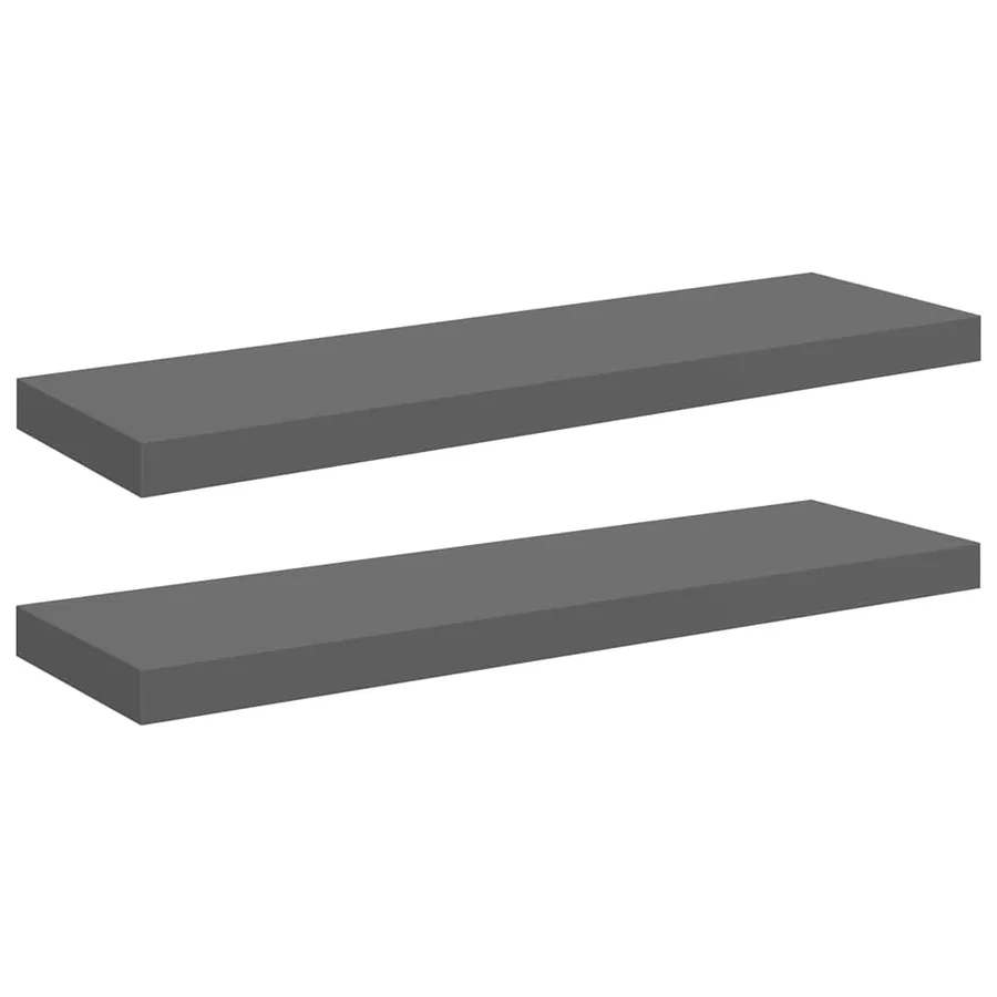 Étagère murale flottante 2 pcs Gris brillant 80x23,5x3,8 cm MDF - 2