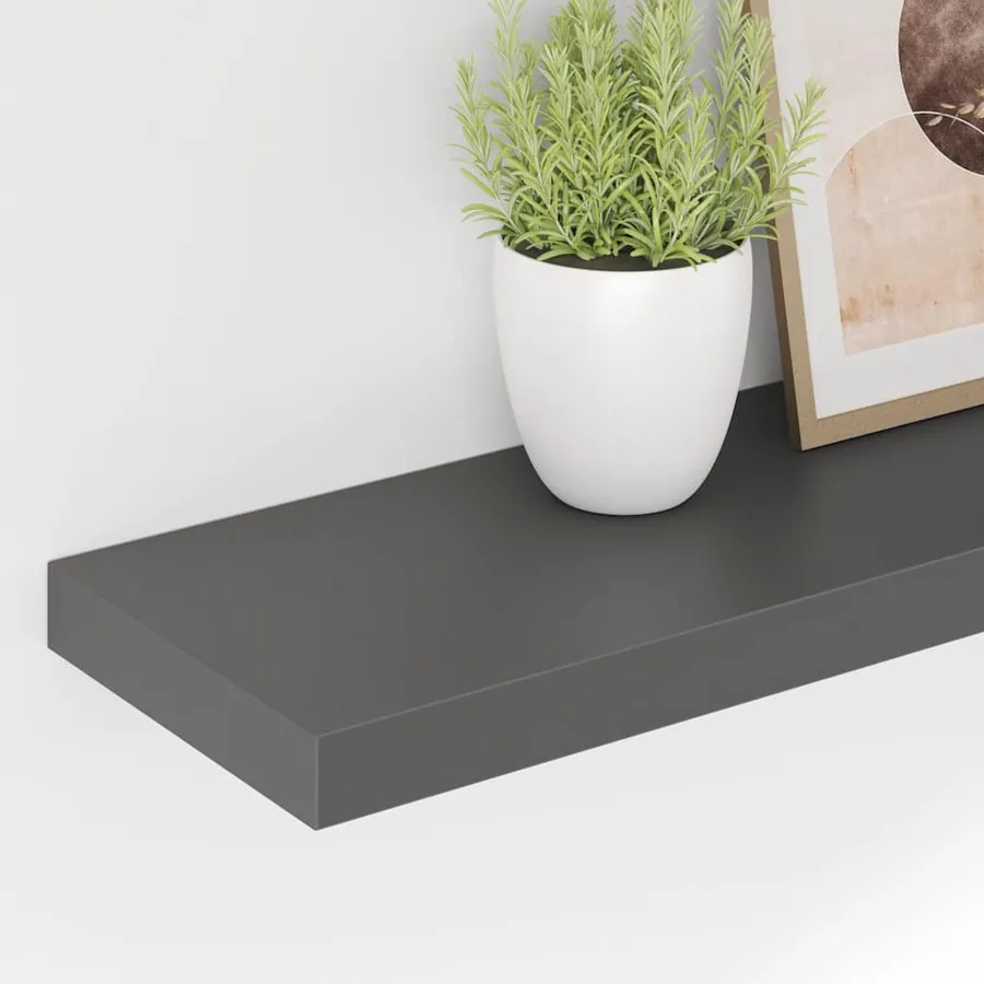Étagère murale flottante 2 pcs Gris brillant 80x23,5x3,8 cm MDF - 4