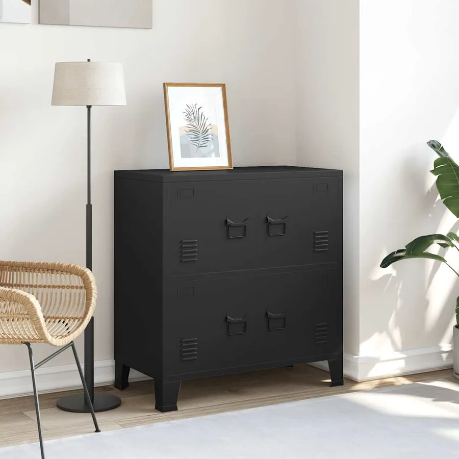 Coffre de rangement industriel Noir 75x40x80 cm Acier