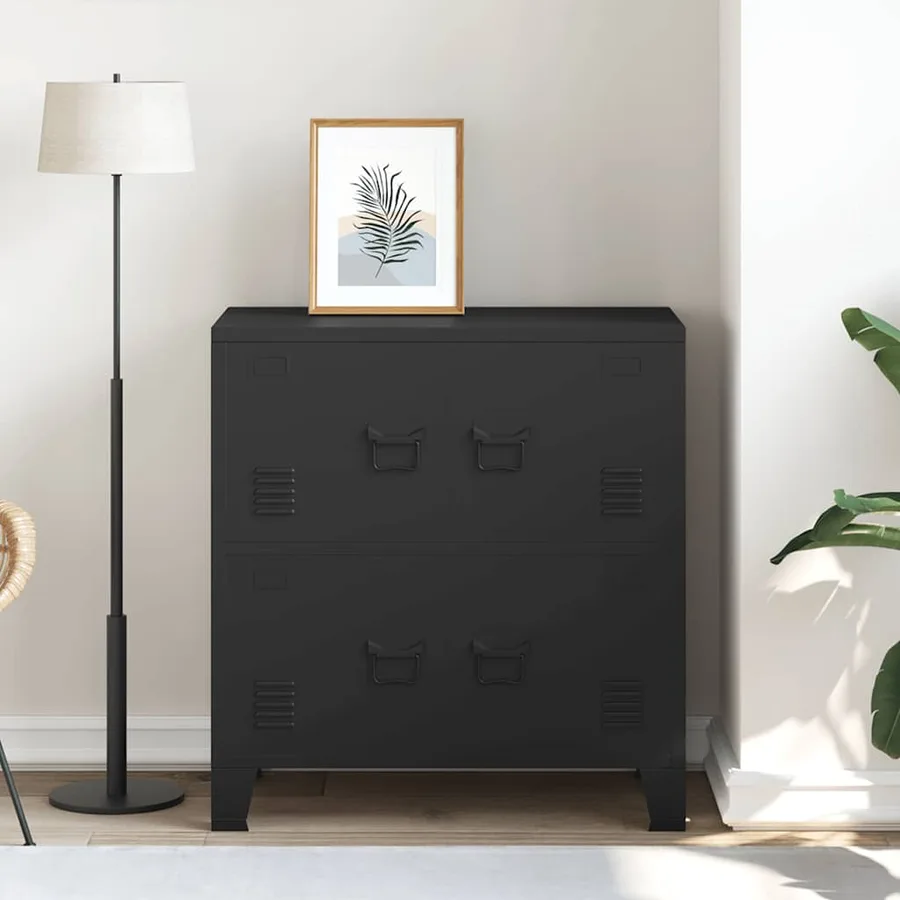 Coffre de rangement industriel Noir 75x40x80 cm Acier - 3