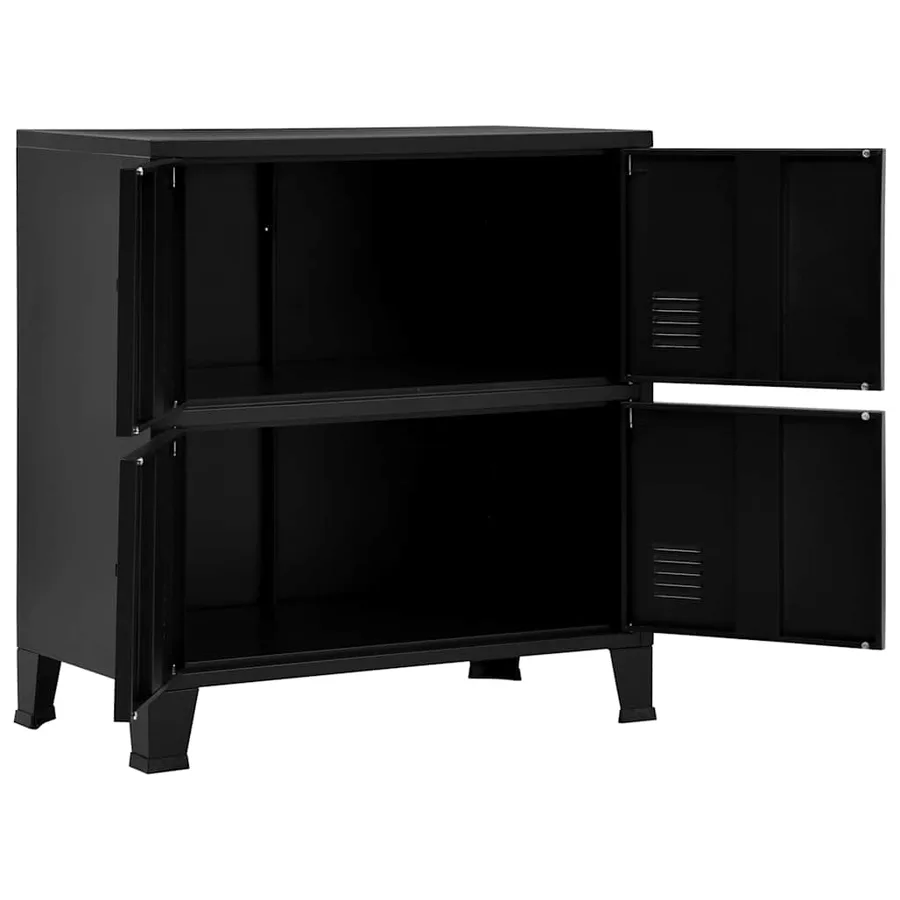 Coffre de rangement industriel Noir 75x40x80 cm Acier - 4