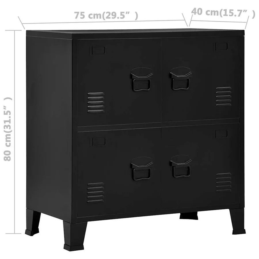 Coffre de rangement industriel Noir 75x40x80 cm Acier - 9