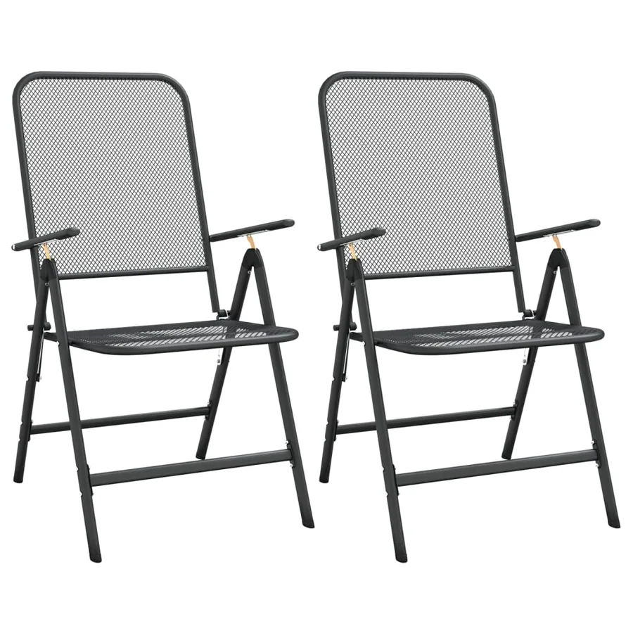 Ensemble à manger de jardin 3 pcs Maille Métal Anthracite - 7