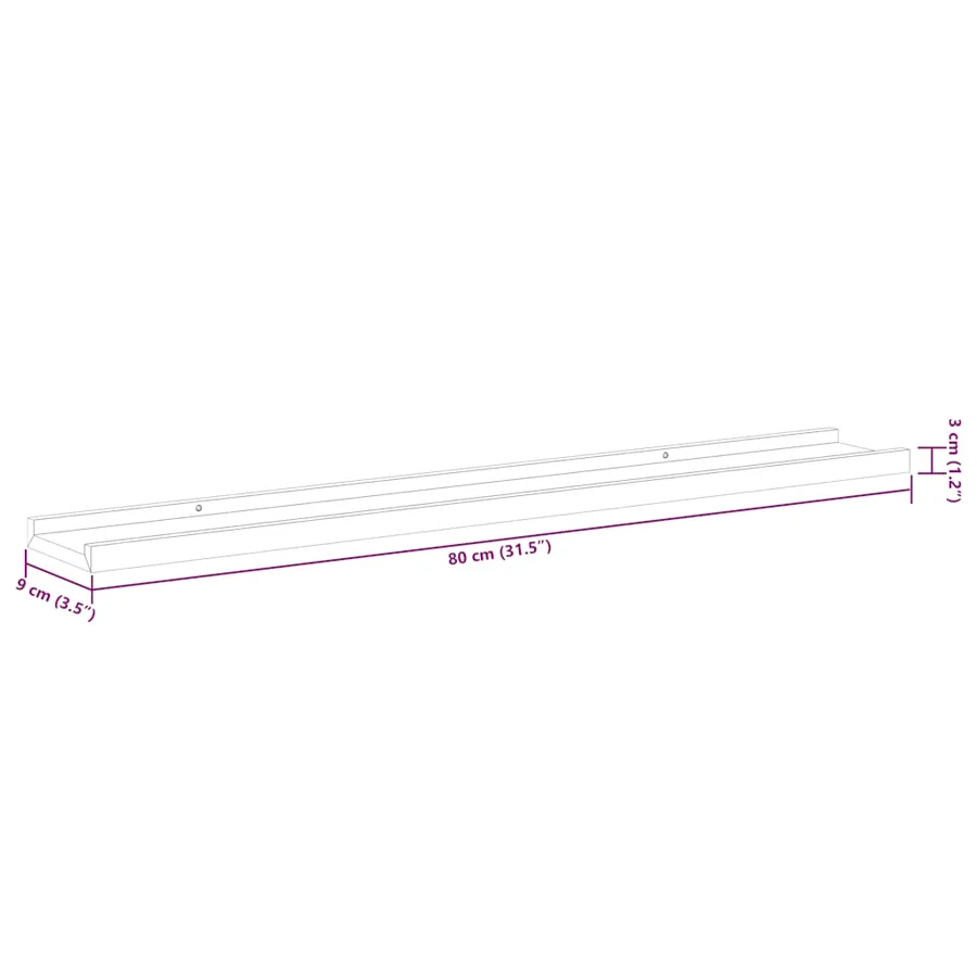 Étagères murales 2 pcs Blanc brillant 80x9x3 cm - 10