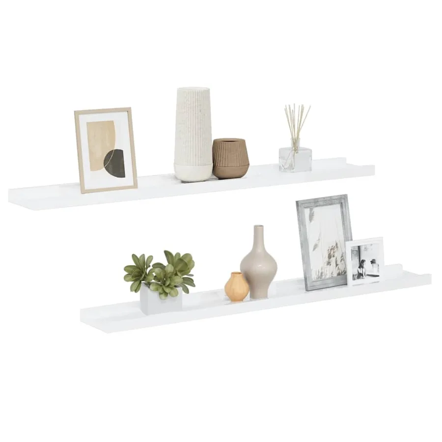 Étagères murales 2 pcs Blanc brillant 80x9x3 cm - 4