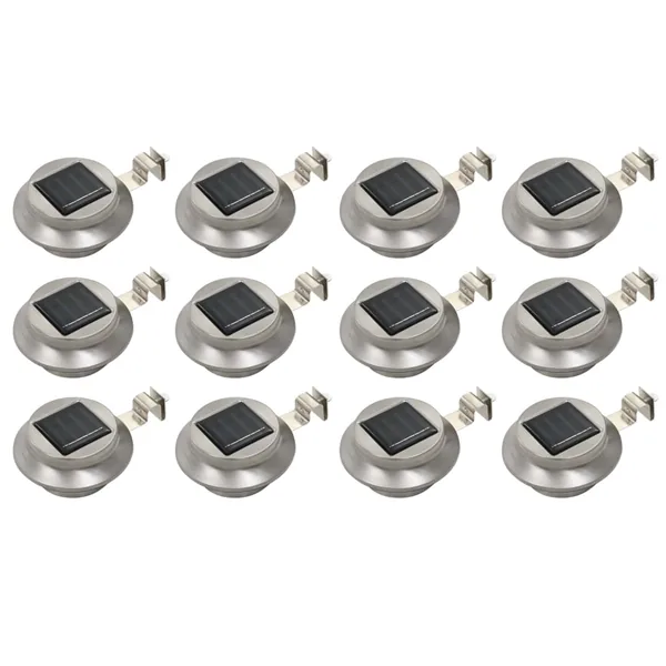 Lampes solaires à LED rondes d'extérieur 12 pcs 12 cm Blanc