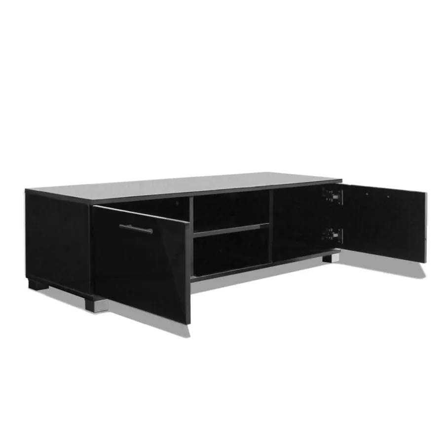 Meuble TV Noir brillant 120x40,5x35 cm - 4