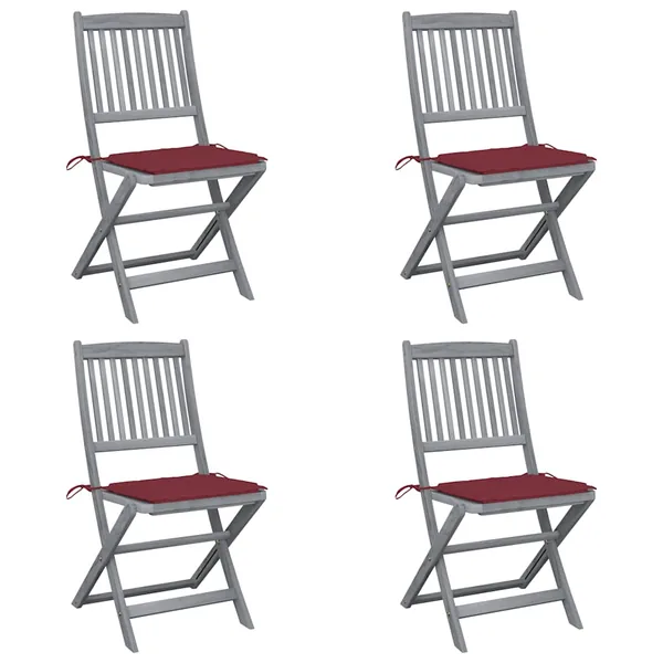 Chaises pliables d'extérieur lot de 4 et coussins Bois d'acacia