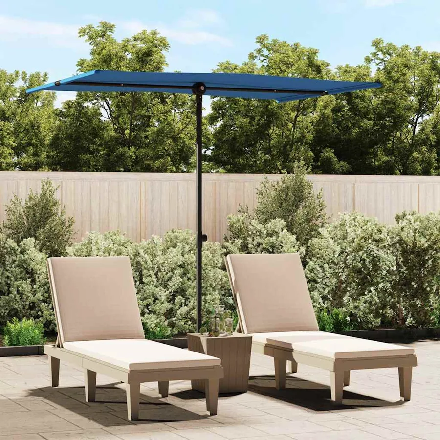 Parasol de jardin avec mât en aluminium 2x1,5 m Bleu azuré