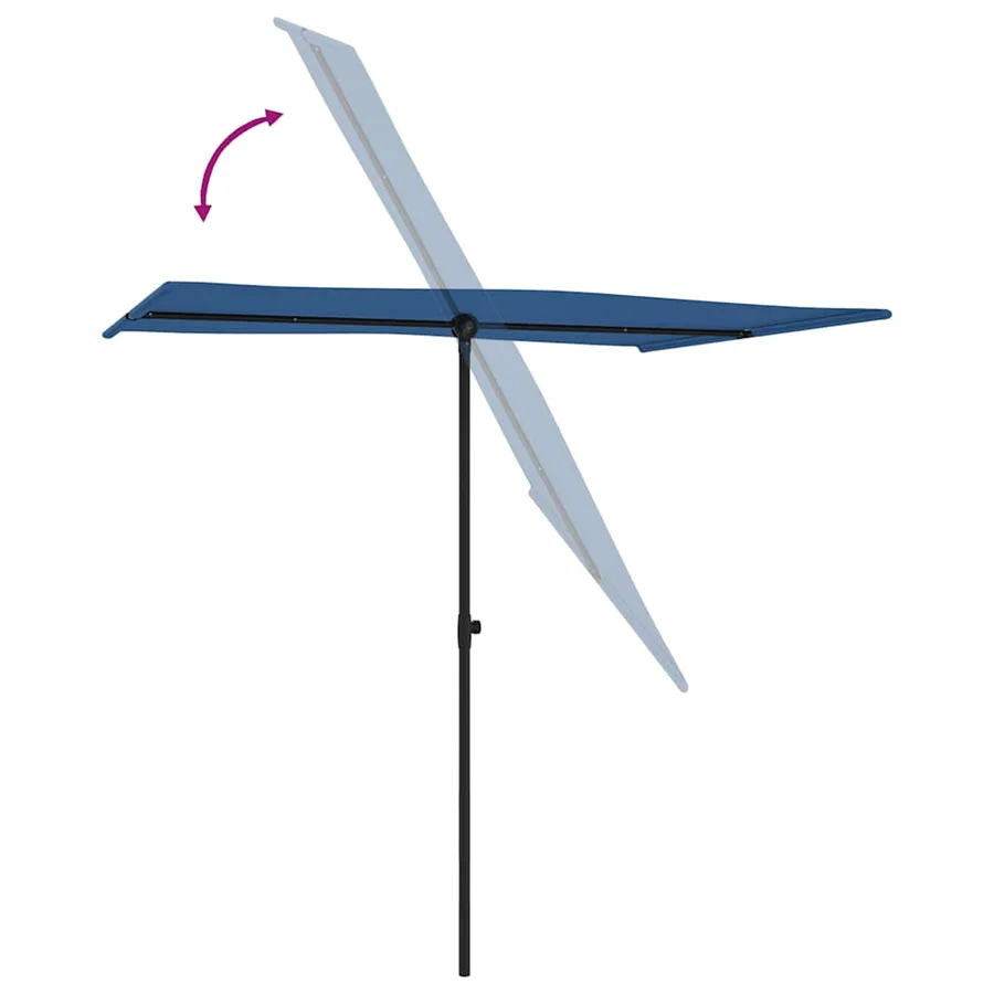 Parasol de jardin avec mât en aluminium 2x1,5 m Bleu azuré - 6