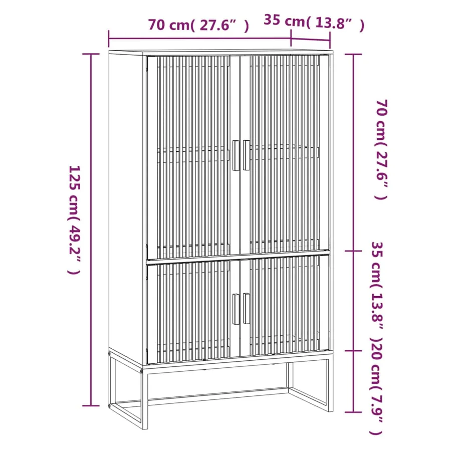 Buffet haut blanc 70x35x125 cm bois d'ingénierie - 7