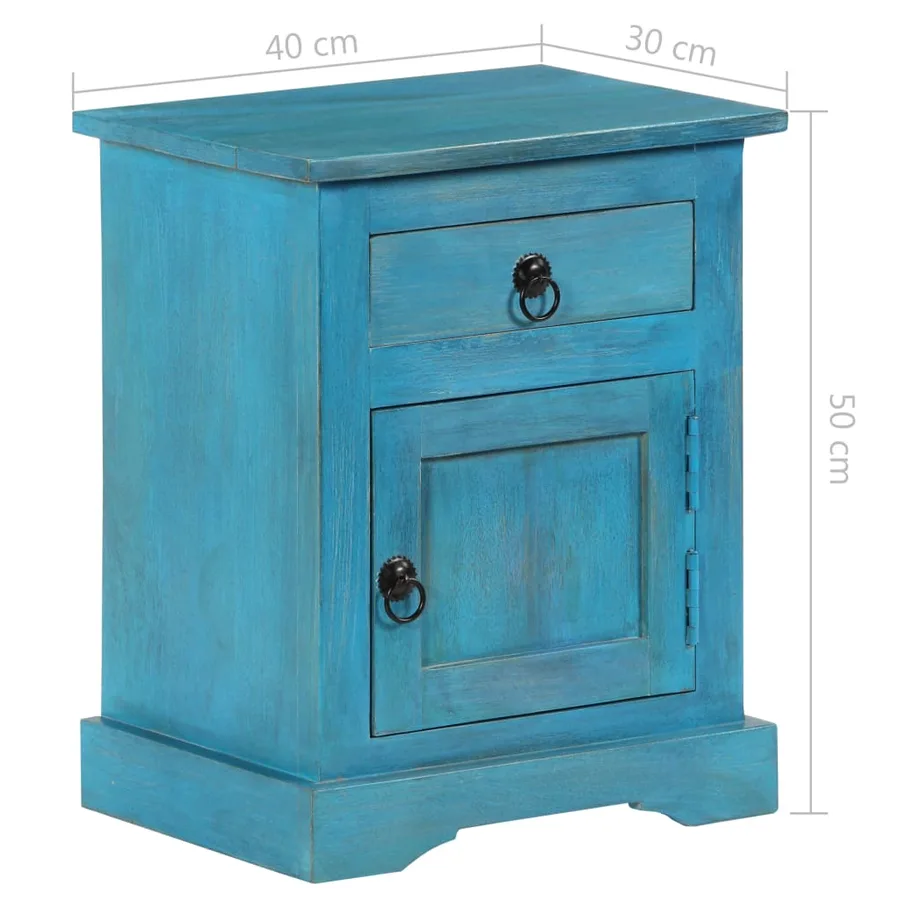 Table de chevet Bois de manguier massif 40x30x50 cm Bleu - 12