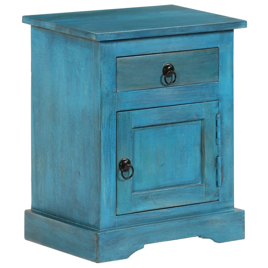 Table de chevet Bois de manguier massif 40x30x50 cm Bleu - 13