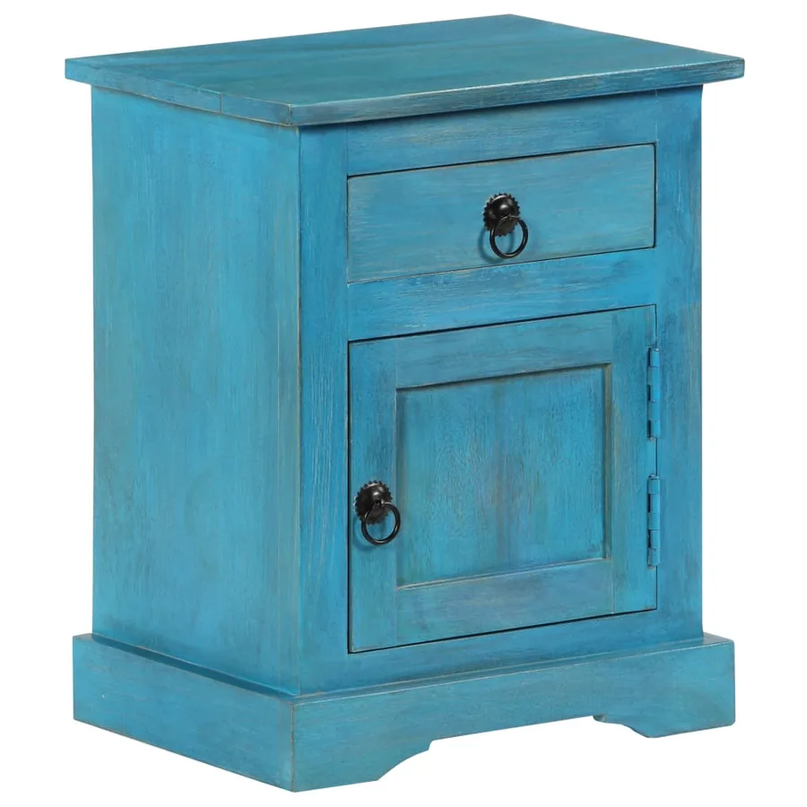 Table de chevet Bois de manguier massif 40x30x50 cm Bleu - 14
