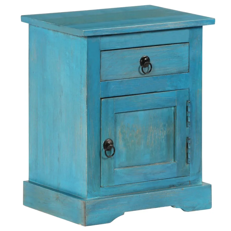 Table de chevet Bois de manguier massif 40x30x50 cm Bleu - 15