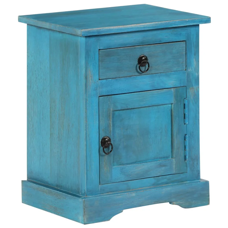 Table de chevet Bois de manguier massif 40x30x50 cm Bleu - 16