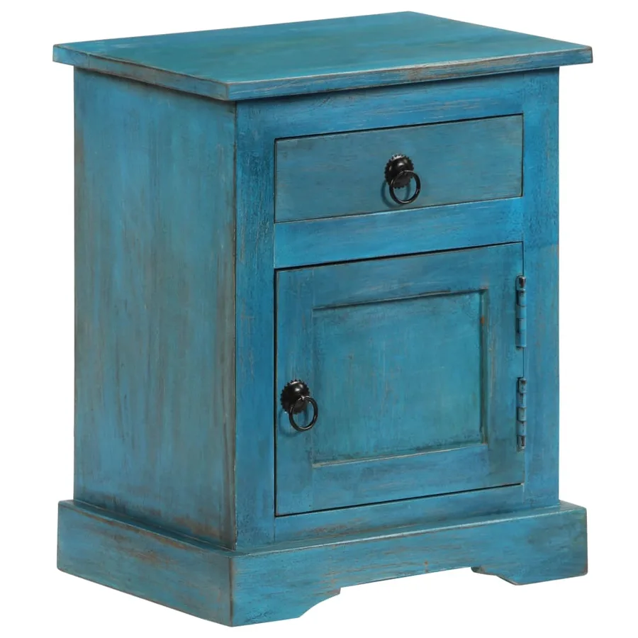 Table de chevet Bois de manguier massif 40x30x50 cm Bleu - 3