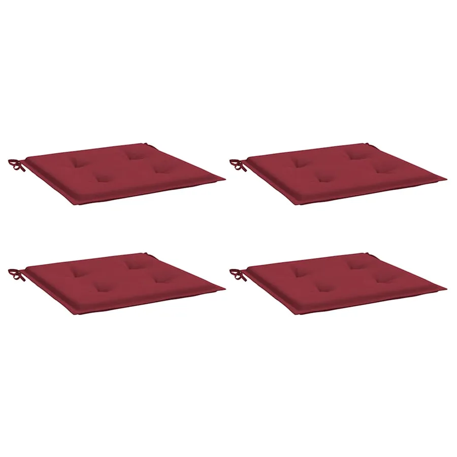Coussins de chaise de jardin lot de 4 rouge bordeaux 40x40x4 cm - 3