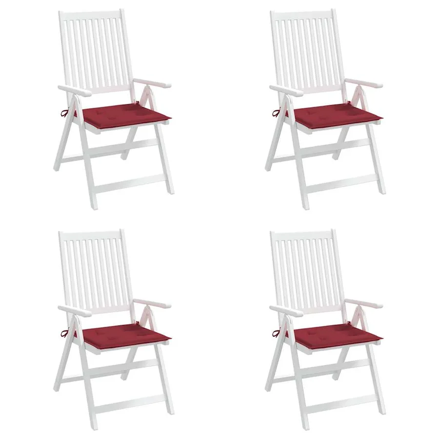 Coussins de chaise de jardin lot de 4 rouge bordeaux 40x40x4 cm - 7