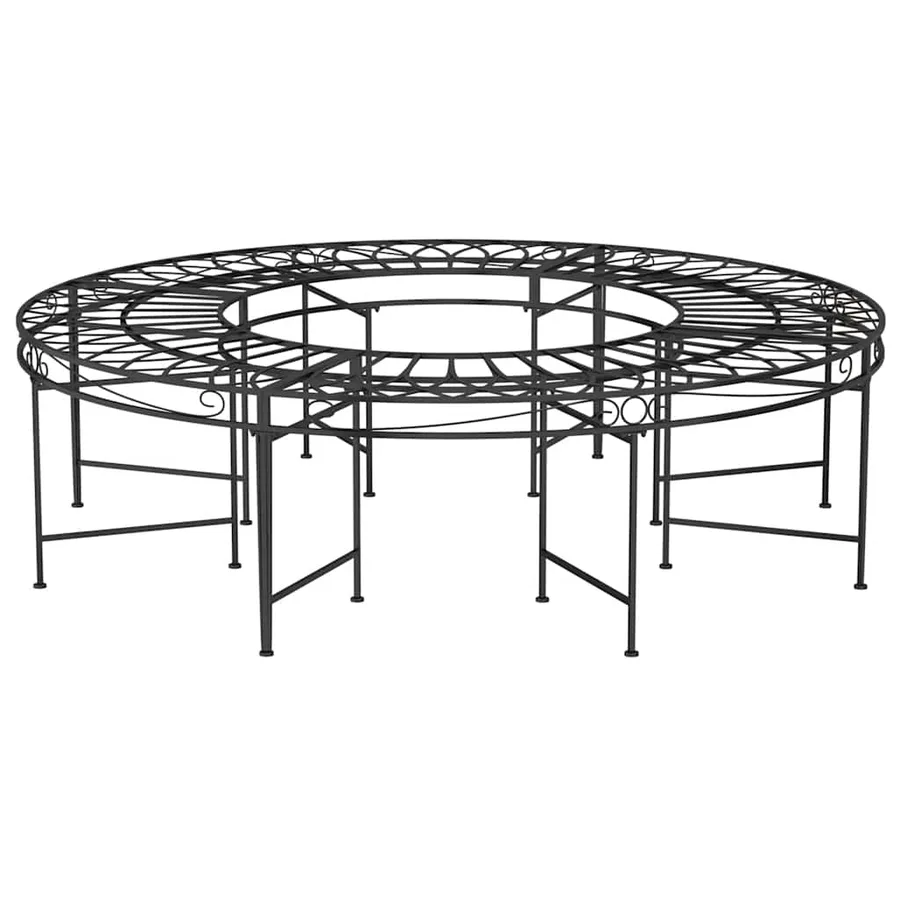Banc circulaire tour d'arbre Ø160 cm Noir Acier - 2