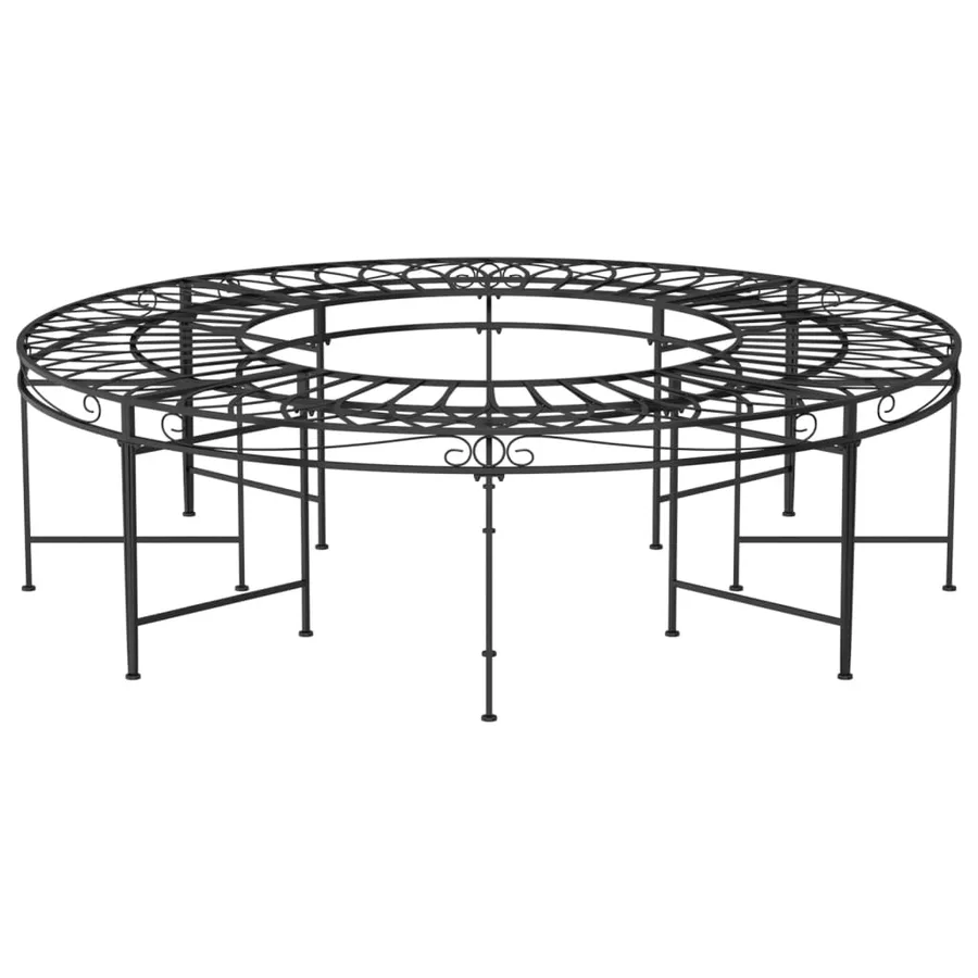 Banc circulaire tour d'arbre Ø160 cm Noir Acier - 3