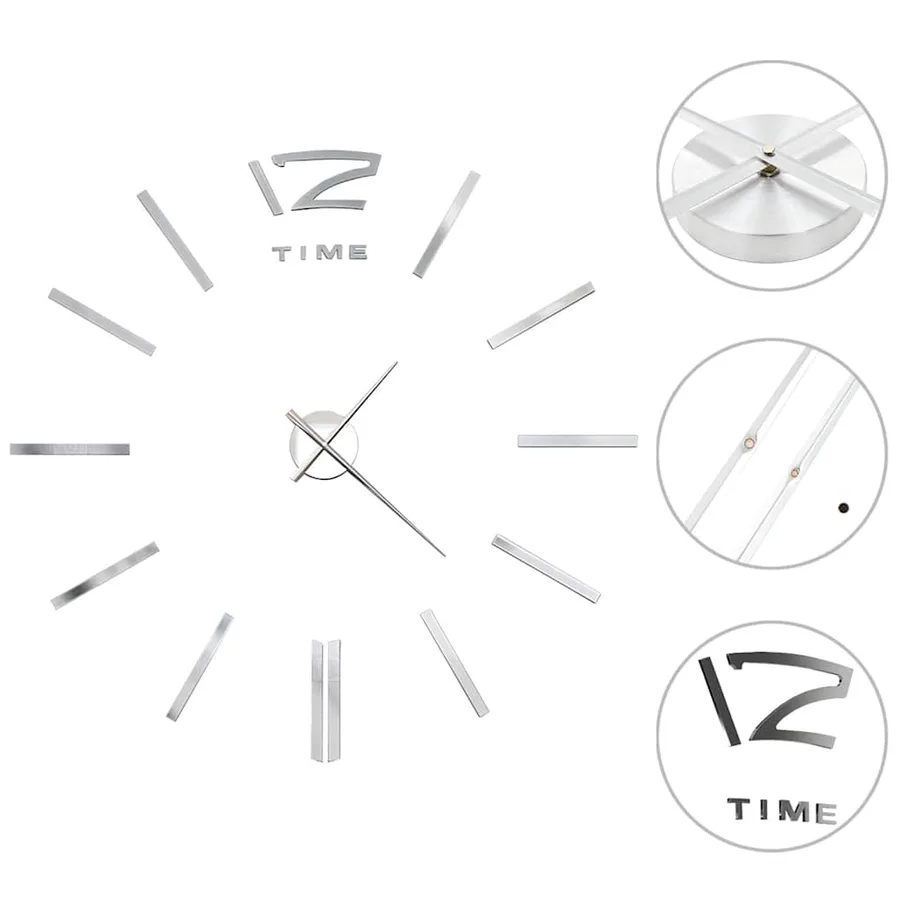 Horloge murale 3D Design moderne 100 cm XXL Argenté - 2