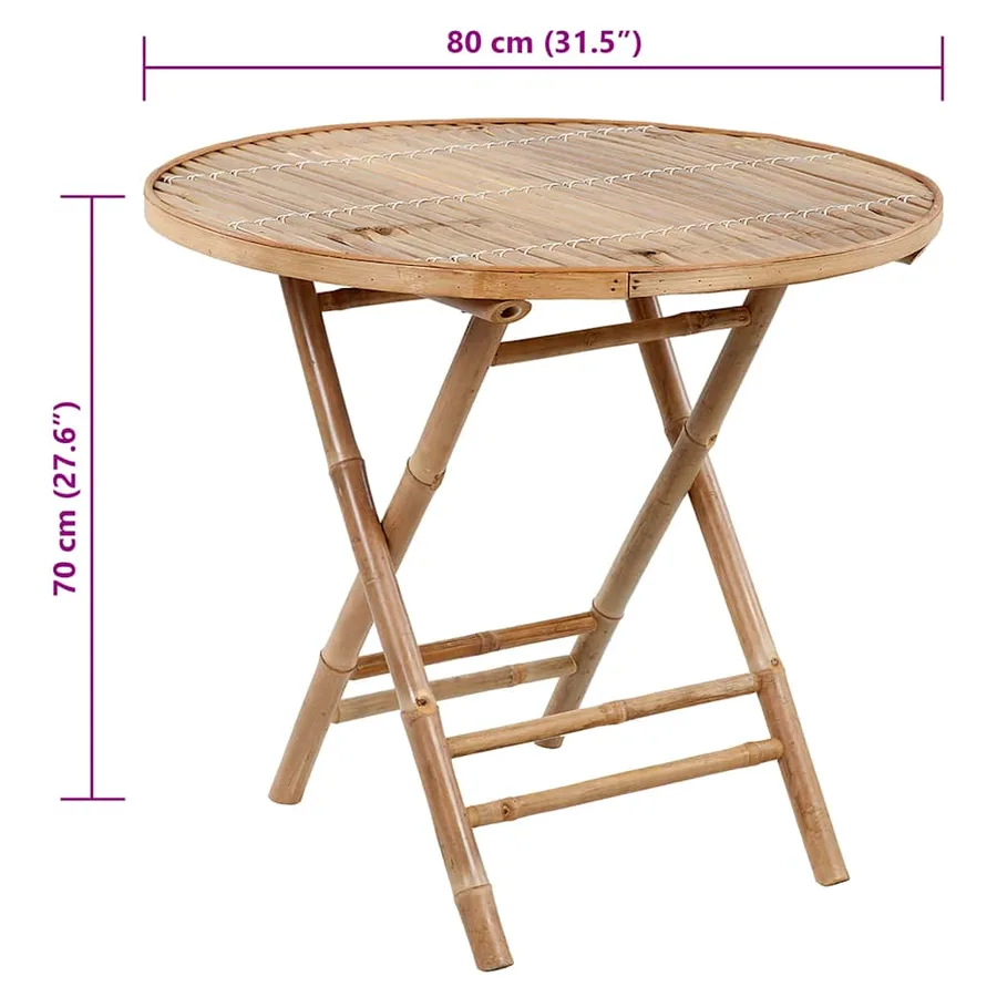 Mobilier à dîner d'extérieur pliable 5 pcs avec coussins bambou - 12