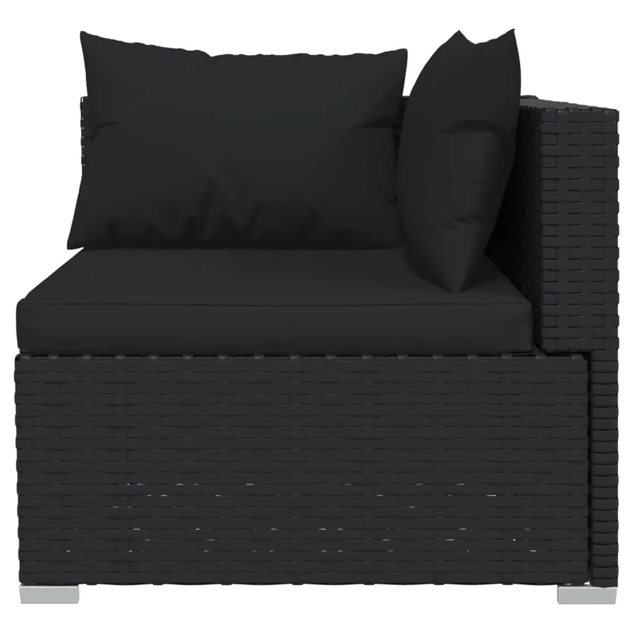 Salon de jardin 3 pcs avec coussins Noir Résine tressée - 6