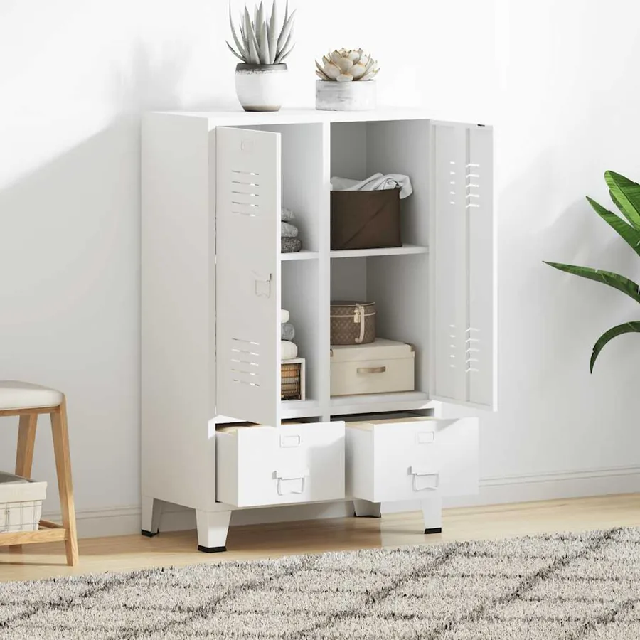 Garde-robe industrielle Blanc 67x35x107 cm Acier