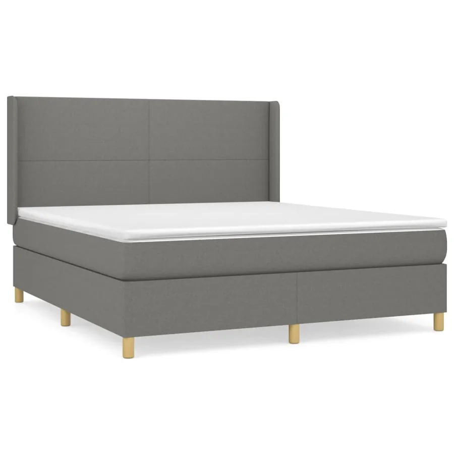 Sommier à lattes de lit avec matelas Gris foncé 180x200cm Tissu - 2