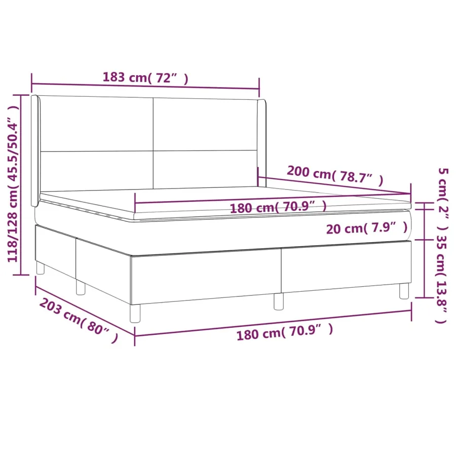 Sommier à lattes de lit avec matelas Gris foncé 180x200cm Tissu - 7