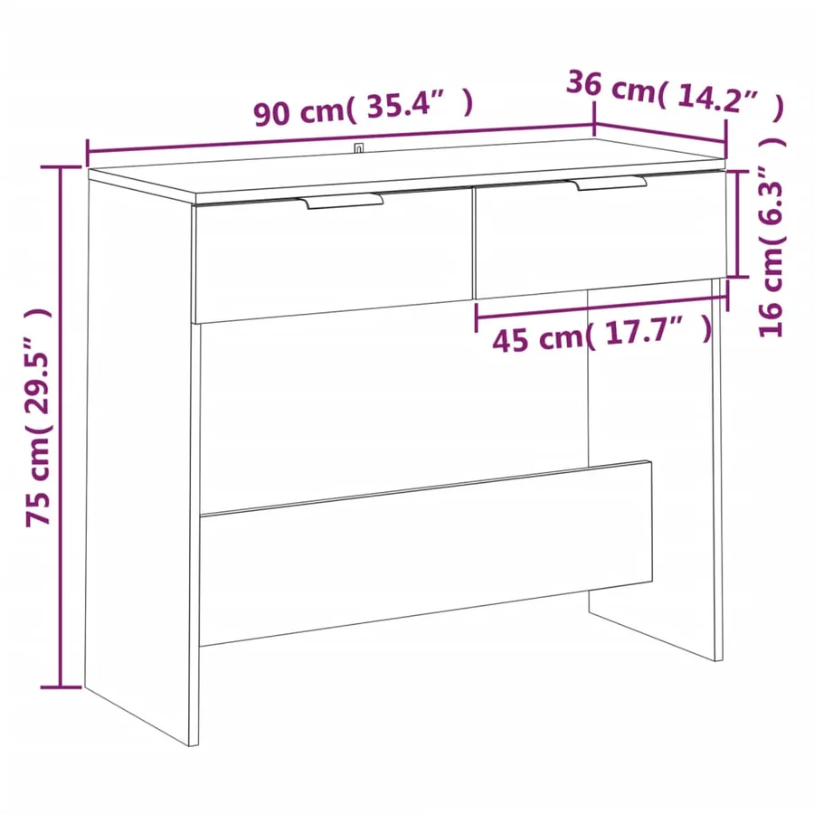Table console Sonoma gris 90x36x75 cm Bois d'ingénierie - 8