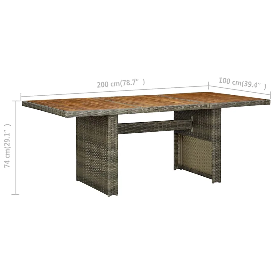 Table de jardin Marron Résine tressée et bois d'acacia massif - 6