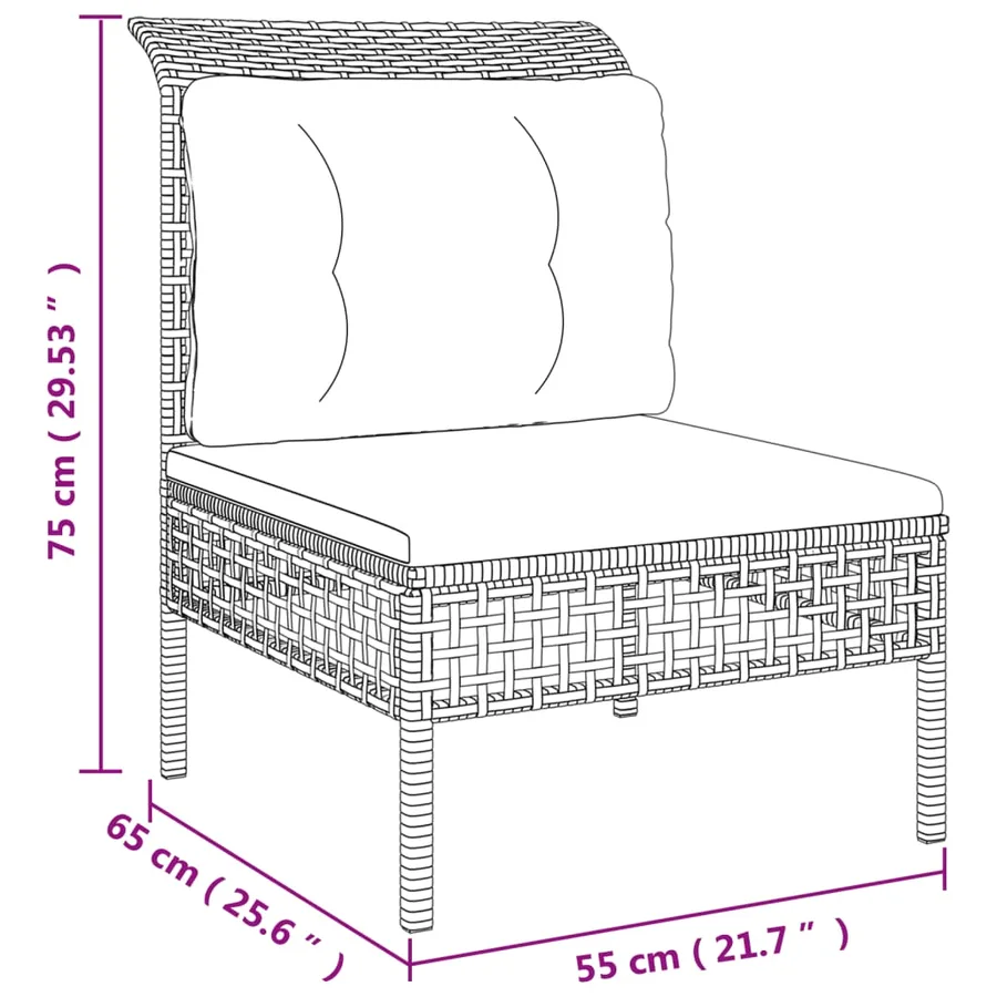 Salon de jardin 5 pcs avec coussins Gris Résine tressée - 9