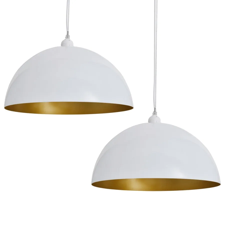 Plafonnier 2 pcs Hauteur réglable Semi-sphérique Blanc - 2