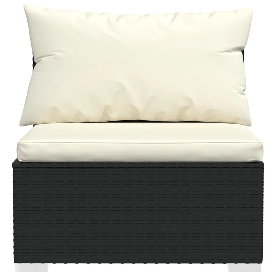 Salon de jardin 6 pcs avec coussins résine tressée noir - 5