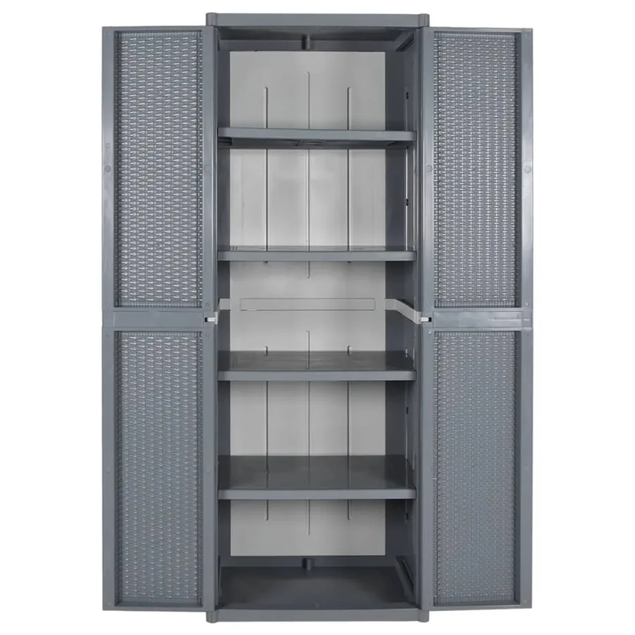 Armoire de rangement de jardin gris 65x45x172 cm PP rotin - 4