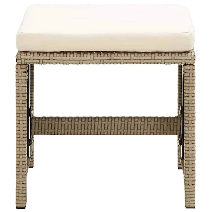 Chaises de jardin avec tabourets lot de 2 Résine tressée Beige - 11