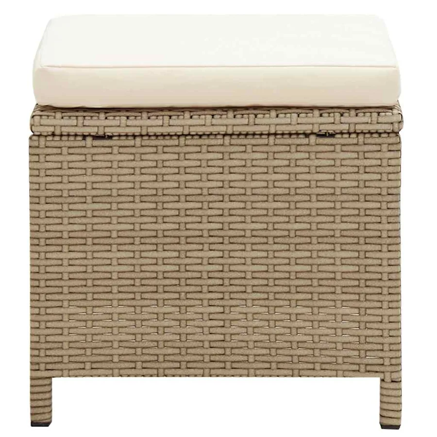 Chaises de jardin avec tabourets lot de 2 Résine tressée Beige - 12