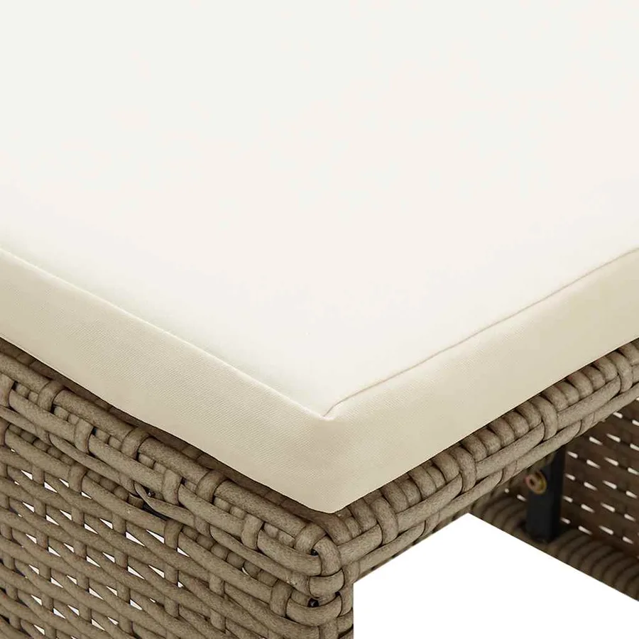 Chaises de jardin avec tabourets lot de 2 Résine tressée Beige - 14