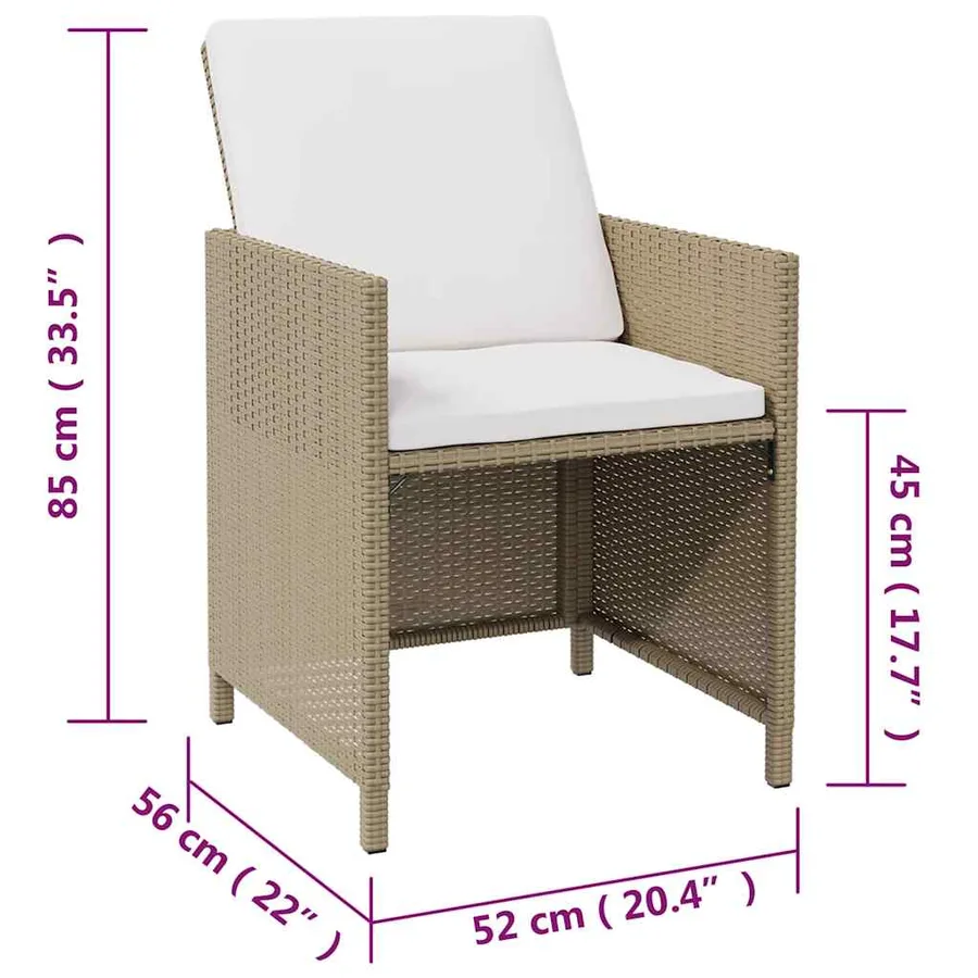 Chaises de jardin avec tabourets lot de 2 Résine tressée Beige - 15