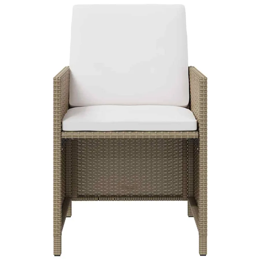 Chaises de jardin avec tabourets lot de 2 Résine tressée Beige - 3