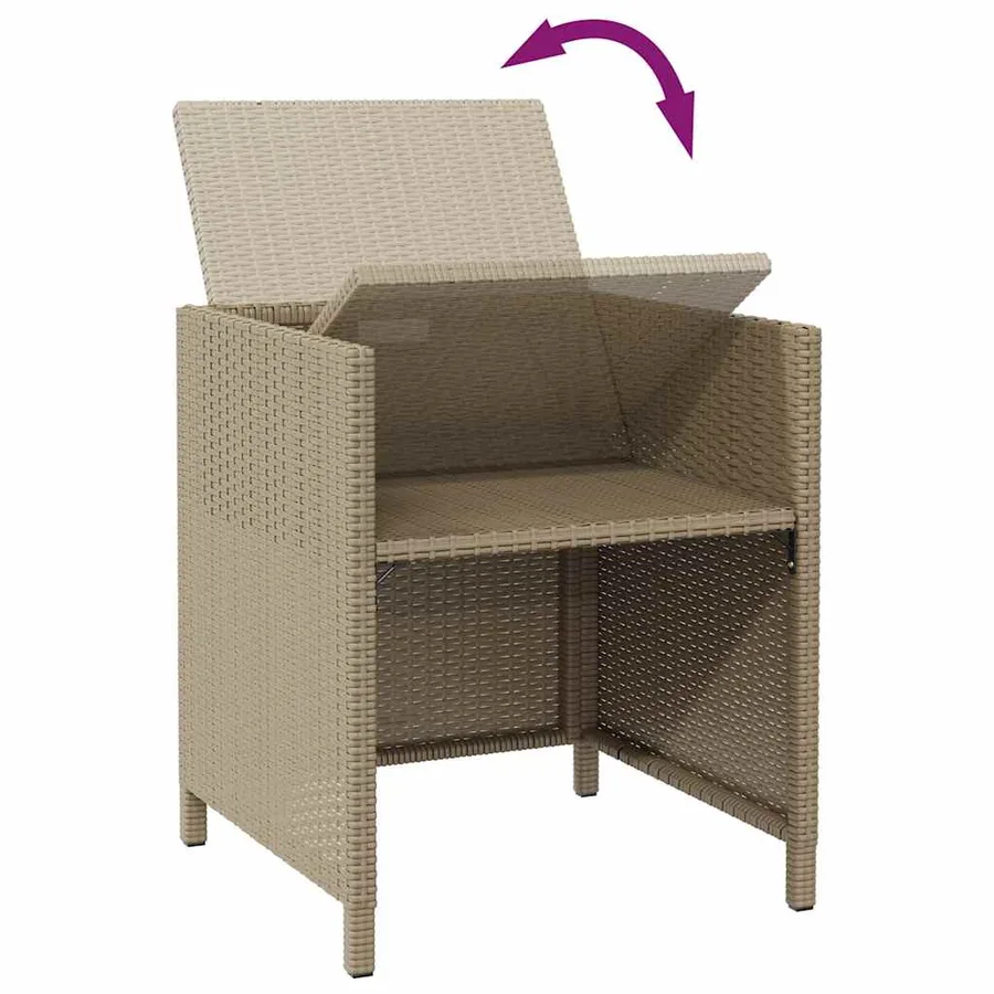Chaises de jardin avec tabourets lot de 2 Résine tressée Beige - 7