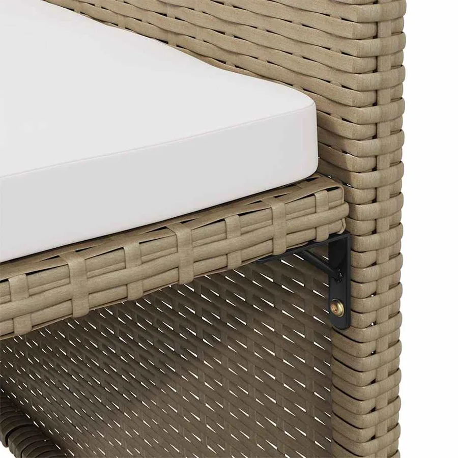 Chaises de jardin avec tabourets lot de 2 Résine tressée Beige - 8