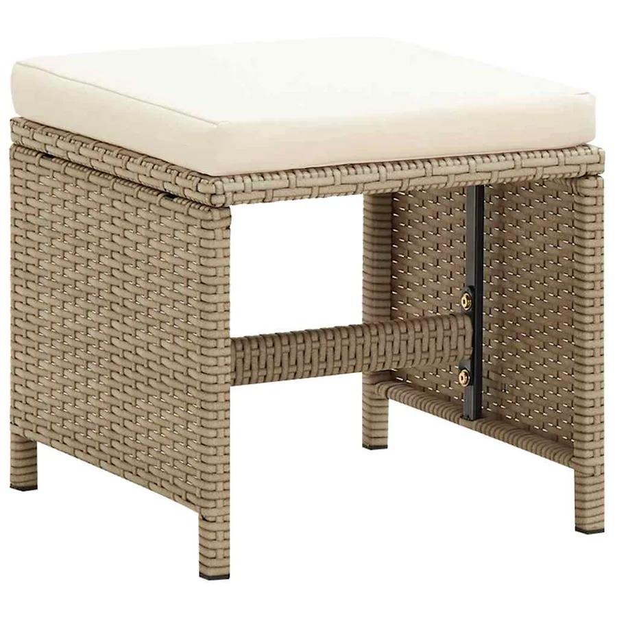 Chaises de jardin avec tabourets lot de 2 Résine tressée Beige - 9